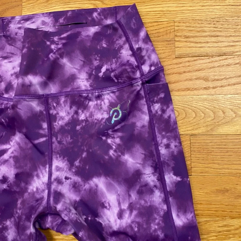 Peloton Brittany Allen Leggings Womens S Purple Tie Dye High Rise Pocket Workout
